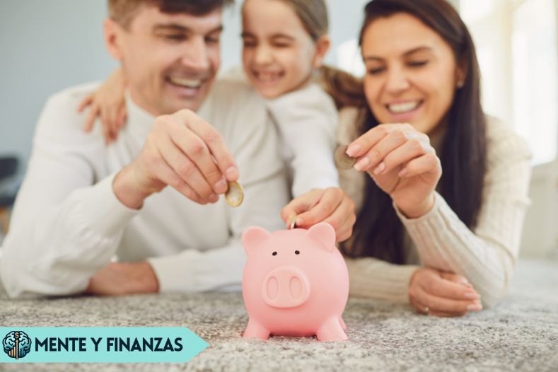 ¿El dinero da la felicidad? La verdad que nadie te ha contado Familia feliz ahorrando dinero